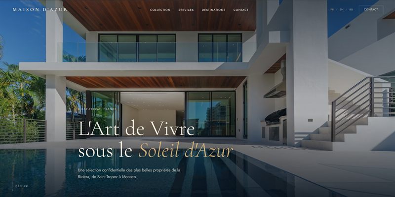 Site Maison d'Azur, agence immobiliere de prestige sur la Cote d'Azur